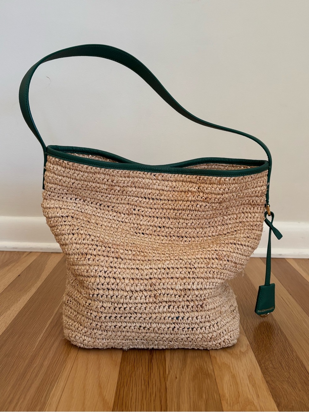 MAISON de SABRÉ  - The Raffia Bucket Soft Tote - Emerald Green